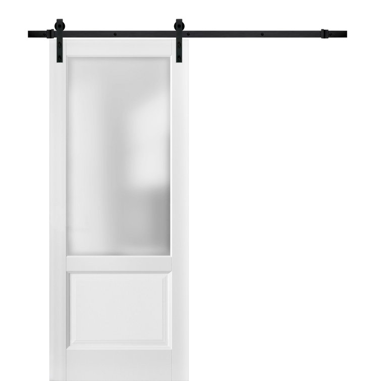 SARTODOORS Lucia Glass Barn Door with Installation Hardware Kit